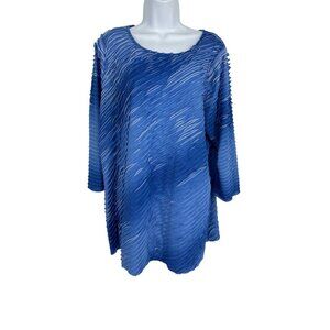 Susan Graver Printed 3/4 Sleeve Shutter Pleat‎ Tunic Size XL
